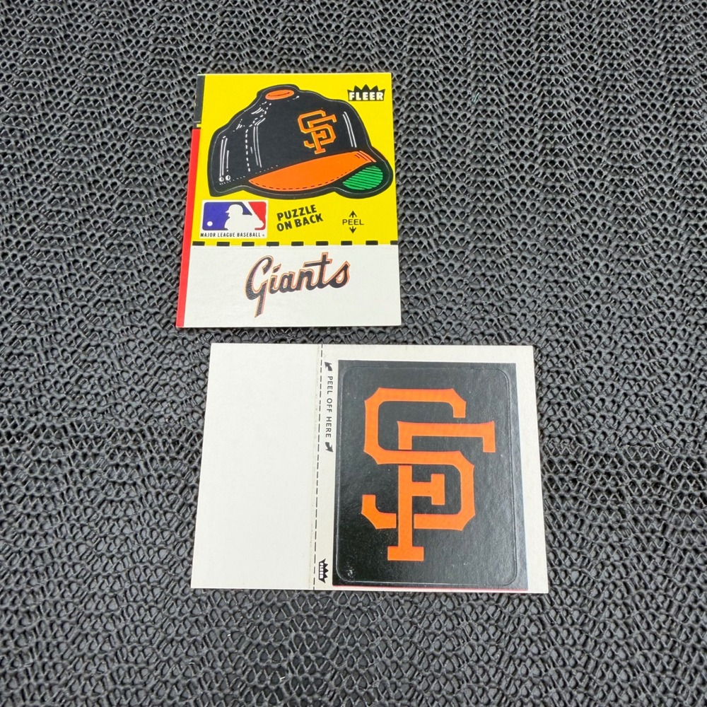 Vintage 1980s Fleer San Francisco Giants MLB Baseball Stickers Lot of 2 SF Logo